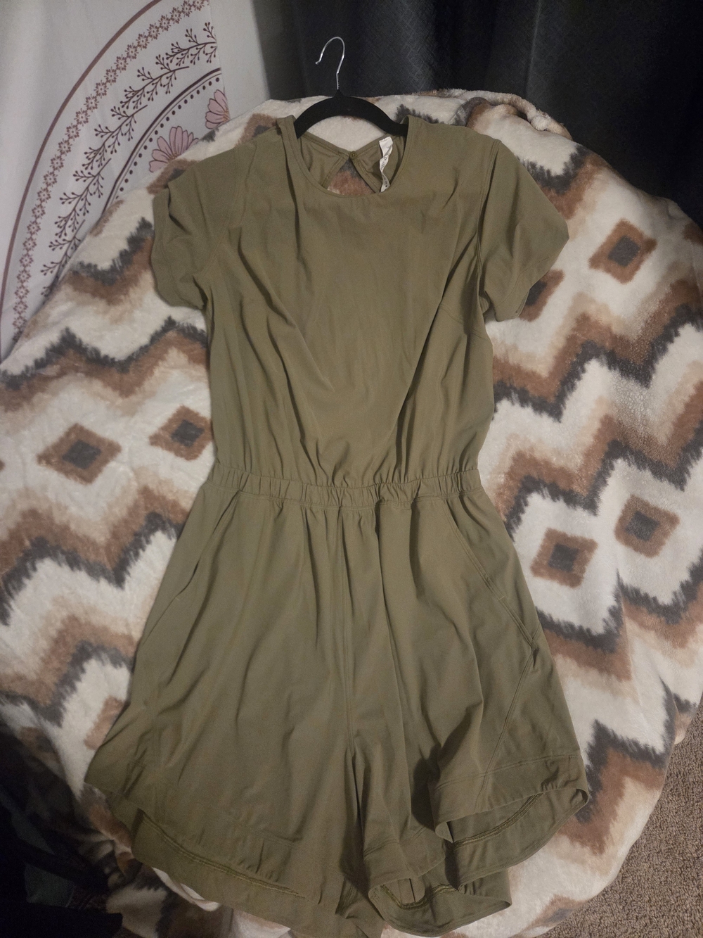 lululemon athletica Olive Green Short Sleeve Romper